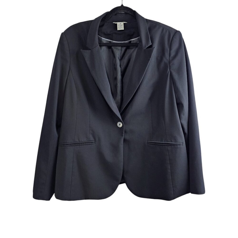 Liz Claiborne Tailored Single Button Black Lined Blazer Jacket